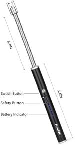 img 3 attached to 🕯️ TOMOLO Rechargeable Candle Lighter - Electric Arc Lighter with Flexible Neck, LED Battery Display & Safety Switch for Candle Lighting, Camping, Cooking, BBQs & Fireworks (Black & Silver, Pack of 2)