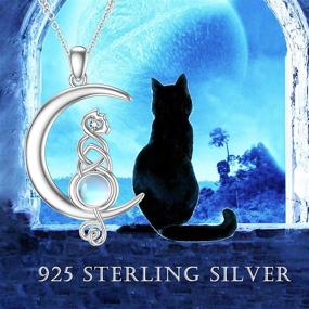 img 3 attached to TRISHULA Moon Cat Necklace: Sterling Silver Crescent Moon and Star 🌙 Pendant - Perfect Charm Cat Jewelry Gift for Women, Daughters, and Cat Lovers