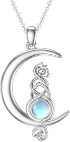 img 4 attached to TRISHULA Moon Cat Necklace: Sterling Silver Crescent Moon and Star 🌙 Pendant - Perfect Charm Cat Jewelry Gift for Women, Daughters, and Cat Lovers