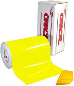 img 1 attached to Fluorescent Yellow Cast Vinyl Wrap 12x30 inches Roll - ORACAL 6510 for Cricut, Silhouette, and Cameo, with Hard Yellow Detailer Squeegee