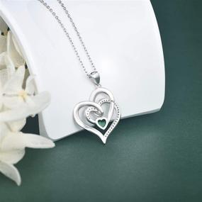 img 1 attached to 925 Sterling Silver Distance Heart Necklace: Birthstone Heart Jewelry for Women - I Love You to The Moon and Back Necklace. Perfect Gift for Mother, Girlfriend, Wife. Includes Jewelry Gift Box.