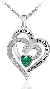 img 4 attached to 925 Sterling Silver Distance Heart Necklace: Birthstone Heart Jewelry for Women - I Love You to The Moon and Back Necklace. Perfect Gift for Mother, Girlfriend, Wife. Includes Jewelry Gift Box.