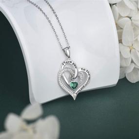 img 2 attached to 925 Sterling Silver Distance Heart Necklace: Birthstone Heart Jewelry for Women - I Love You to The Moon and Back Necklace. Perfect Gift for Mother, Girlfriend, Wife. Includes Jewelry Gift Box.