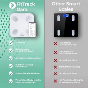 img 2 attached to FitTrack Dara Smart BMI Digital Scale - Accurate Bluetooth Glass Bathroom Scale for Weight and Body Fat Tracking (White)