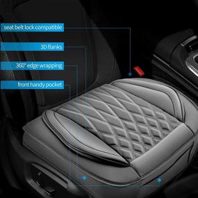 img 2 attached to 🚗 Gray 2Pcs Premium Pu Car Seat Cover - Full Wrapping Edge & Non-Slip Bottom Front Seat Protector for Most Vehicles - Sunny Color