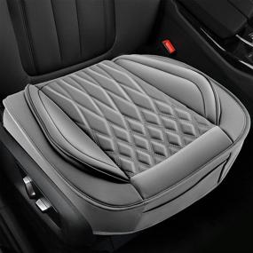 img 4 attached to 🚗 Gray 2Pcs Premium Pu Car Seat Cover - Full Wrapping Edge & Non-Slip Bottom Front Seat Protector for Most Vehicles - Sunny Color