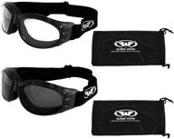 enhanced visibility: global vision 2 pairs eliminator deluxe anti-fog goggles with smoke and clear lens – includes microfiber pouches logo