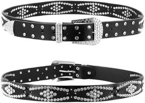 img 4 attached to Fashion Studded Western Crystal Rhinestone Women's Accessories in Belts