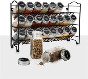 img 3 attached to 🌶️ SWOMMOLY Spice Rack Organizer with 24 Empty Square Spice Jars, 396 Spice Labels + Chalk Marker and Funnel Complete Set – Ideal for Countertop, Cabinet, or Wall Mounting