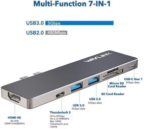 img 2 attached to 🔌 WAVLINK USB C Hub Adapter for MacBook Pro 2019-2016 - 7-in-1 Aluminum Hub with 4K HDMI, Thunderbolt 3, 100W Power Delivery and More!