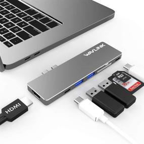 img 4 attached to 🔌 WAVLINK USB C Hub Adapter for MacBook Pro 2019-2016 - 7-in-1 Aluminum Hub with 4K HDMI, Thunderbolt 3, 100W Power Delivery and More!