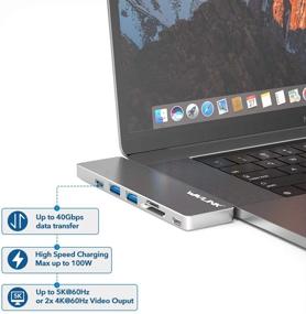 img 3 attached to 🔌 WAVLINK USB C Hub Adapter for MacBook Pro 2019-2016 - 7-in-1 Aluminum Hub with 4K HDMI, Thunderbolt 3, 100W Power Delivery and More!