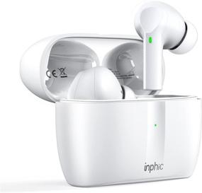 img 4 attached to Inphic Hybrid Active Noise Cancelling Bluetooth 5.1 Wireless Earbuds with ENC Call, IPX7 Waterproof Stereo Earphones and Microphone, Deep Bass Headset for Sports/Leisure in White