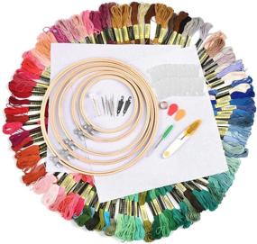 img 4 attached to WOWOSS Embroidery Starter Kit - 154 Pcs with 100 Colors Threads, 5 Bamboo Embroidery Hoops, 2 Aida Cloth, 30 Sewing Pins, and Cross Stitch Tool Kit - Perfect for Adult and Kid Beginners