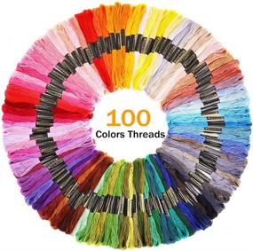 img 3 attached to WOWOSS Embroidery Starter Kit - 154 Pcs with 100 Colors Threads, 5 Bamboo Embroidery Hoops, 2 Aida Cloth, 30 Sewing Pins, and Cross Stitch Tool Kit - Perfect for Adult and Kid Beginners