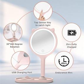 img 1 attached to 💄 Portable LED Makeup Mirror with Touch Screen, 3 Color Adjustable Lighting, Detachable 360° Swivel Vanity Mirror with 1X/10X Magnification - Ideal Tabletop Mirror for Girls and Ladies