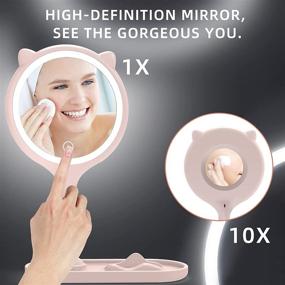 img 2 attached to 💄 Portable LED Makeup Mirror with Touch Screen, 3 Color Adjustable Lighting, Detachable 360° Swivel Vanity Mirror with 1X/10X Magnification - Ideal Tabletop Mirror for Girls and Ladies