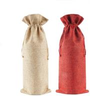 🍷 set of 20 jute burlap wine bags with drawstring, 14 x 6 1/4 inch travel wine gift bags in red and brown colors for wedding, christmas, party logo