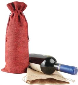 img 1 attached to 🍷 Set of 20 Jute Burlap Wine Bags with Drawstring, 14 x 6 1/4 inch Travel Wine Gift Bags in Red and Brown Colors for Wedding, Christmas, Party