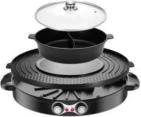 img 3 attached to 🔥 Kacsoo Upgraded Electric Grill Hot Pot: 2 in 1 Multi-function Smokeless Grill and Hot Pot with Dual Temperature Control, Easy Cleaning (2200W)