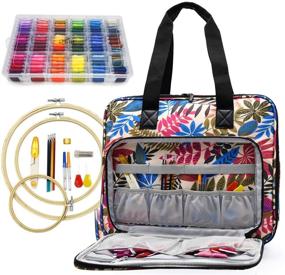 img 4 attached to 🧵 ATTERET Embroidery Kit – Cross Stitch Starter Set – 99 Cotton, 9 Metallic Floss, 3 Hoops, Needles, Scissors + Other Embroidery Tools – Convenient Organizer Bag – Hand Embroidery Kits for Adults, Kids