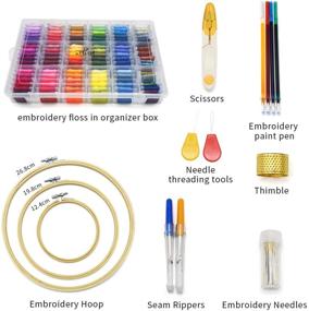 img 3 attached to 🧵 ATTERET Embroidery Kit – Cross Stitch Starter Set – 99 Cotton, 9 Metallic Floss, 3 Hoops, Needles, Scissors + Other Embroidery Tools – Convenient Organizer Bag – Hand Embroidery Kits for Adults, Kids
