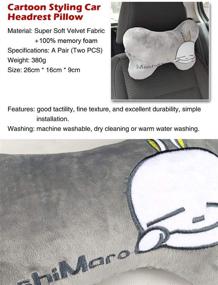 img 2 attached to 🚗 Tianmei 2PCS LMT Cartoon Styling Car Headrest Protect Neck Pillow - Cute Fashion Travel Rest Pillow Cushion Pad in Gray Color - 1 Pair