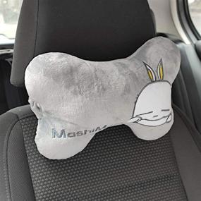 img 3 attached to 🚗 Tianmei 2PCS LMT Cartoon Styling Car Headrest Protect Neck Pillow - Cute Fashion Travel Rest Pillow Cushion Pad in Gray Color - 1 Pair