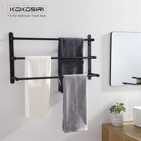 img 3 attached to 🛀 KOKOSIRI 3-Tiers Matte Black Bath Towel Bars: Stylish Wall Mounted Towel Rack for Bathroom - Stainless Steel, B5002BK