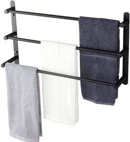 img 4 attached to 🛀 KOKOSIRI 3-Tiers Matte Black Bath Towel Bars: Stylish Wall Mounted Towel Rack for Bathroom - Stainless Steel, B5002BK