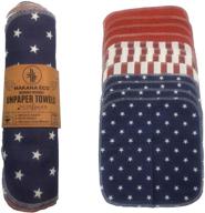 washable no paper towels - paper towel alternative for kitchen, 100% cotton reusable cloth rolls - zero waste & long lasting cleaning wipes - patriotic vintage stars & stripes design logo