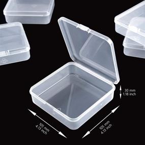 img 3 attached to 📦 Clear Craft Organizers Storage Box Set - 6pcs Mini Plastic Beads Containers with Hinged Lids for Small Items, Jewelry, Hardware, Office Supplies - 4.13x4.13x1.18 In