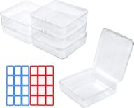 📦 clear craft organizers storage box set - 6pcs mini plastic beads containers with hinged lids for small items, jewelry, hardware, office supplies - 4.13x4.13x1.18 in logo