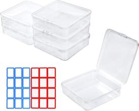 img 4 attached to 📦 Clear Craft Organizers Storage Box Set - 6pcs Mini Plastic Beads Containers with Hinged Lids for Small Items, Jewelry, Hardware, Office Supplies - 4.13x4.13x1.18 In