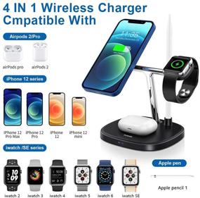 img 3 attached to 🔌 ZUBARR 4-in-1 Fast Wireless Charger with Magnetic Charging Station - Compatible with iPhone 12/12 Pro/12 Pro Max/12 Mini, iWatch SE/6/5/4/3/2, Airpods 2/Pro, Apple Pencil - Includes QC 3.0 Adapter