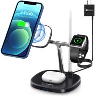 🔌 zubarr 4-in-1 fast wireless charger with magnetic charging station - compatible with iphone 12/12 pro/12 pro max/12 mini, iwatch se/6/5/4/3/2, airpods 2/pro, apple pencil - includes qc 3.0 adapter logo