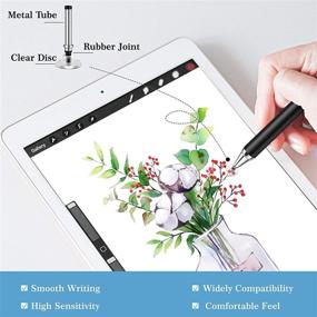 img 2 attached to 🖊️ Mixoo Retractable Stylus for Touch Screens - High Sensitivity Universal Stylus Pen with Replaceable Disc Tips - Black