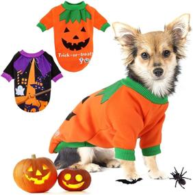 img 4 attached to 🎃 Hilarious Halloween Costume for Small Dogs and Cats: BWOGUE Dog Pumpkin Shirt!