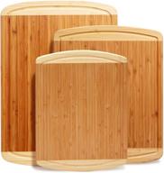 🍽️ wood bamboo cutting board set - premium 3-piece value pack for kitchen, fruit, vegetables, bbq, meat - xl, medium & small size cutting boards logo