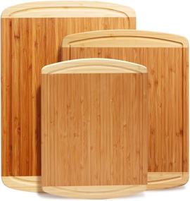 img 4 attached to 🍽️ Wood Bamboo Cutting Board Set - Premium 3-Piece Value Pack for Kitchen, Fruit, Vegetables, BBQ, Meat - XL, Medium & Small Size Cutting Boards