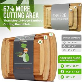 img 3 attached to 🍽️ Wood Bamboo Cutting Board Set - Premium 3-Piece Value Pack for Kitchen, Fruit, Vegetables, BBQ, Meat - XL, Medium & Small Size Cutting Boards