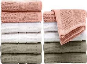 img 4 attached to 🛁 Premium 12-Pack Pleasant Home Washcloth Set - Luxurious 100% Ring Spun Cotton, Blush Combo, Waffle Design – Super Soft & Highly Absorbent Face Towels