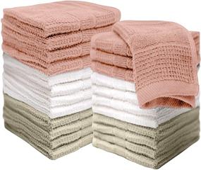 img 1 attached to 🛁 Premium 12-Pack Pleasant Home Washcloth Set - Luxurious 100% Ring Spun Cotton, Blush Combo, Waffle Design – Super Soft & Highly Absorbent Face Towels