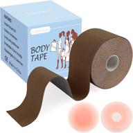 👙 laneco boob tape - extra-long roll for breast lift, 23 feet enjoy bobytape with 2pcs reusable nipple covers | body tape for large breasts a-g cup size - sweatproof & comfortable logo