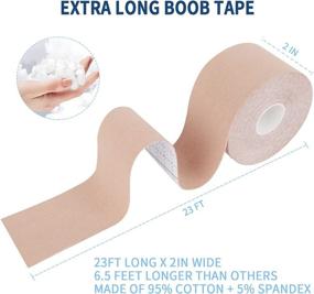 img 3 attached to 👙 Laneco Boob Tape - Extra-Long Roll for Breast Lift, 23 Feet Enjoy Bobytape with 2pcs Reusable Nipple Covers | Body Tape for Large Breasts A-G Cup Size - Sweatproof & Comfortable