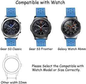 img 1 attached to 🔵 22 мм средняя синяя кожаная часовая ремешок для Samsung Galaxy Watch 46 мм, Gear S3 Frontier/Classic - Страпсы Smart Quick Release, Универсальный размер - Идеальная замена для мужчин и женщин.