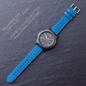 img 3 attached to 🔵 22mm Medium Blue Leather Watch Band for Samsung Galaxy Watch 46mm, Gear S3 Frontier/Classic - Quick Release Smart Straps, Unisex Size - Ideal Replacement Band for Men and Women