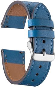 img 4 attached to 🔵 22mm Medium Blue Leather Watch Band for Samsung Galaxy Watch 46mm, Gear S3 Frontier/Classic - Quick Release Smart Straps, Unisex Size - Ideal Replacement Band for Men and Women