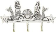 🧜 nautical pewter mermaid triple key hook wall rack by basic spirit логотип