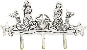 img 1 attached to 🧜 Nautical Pewter Mermaid Triple Key Hook Wall Rack by Basic Spirit